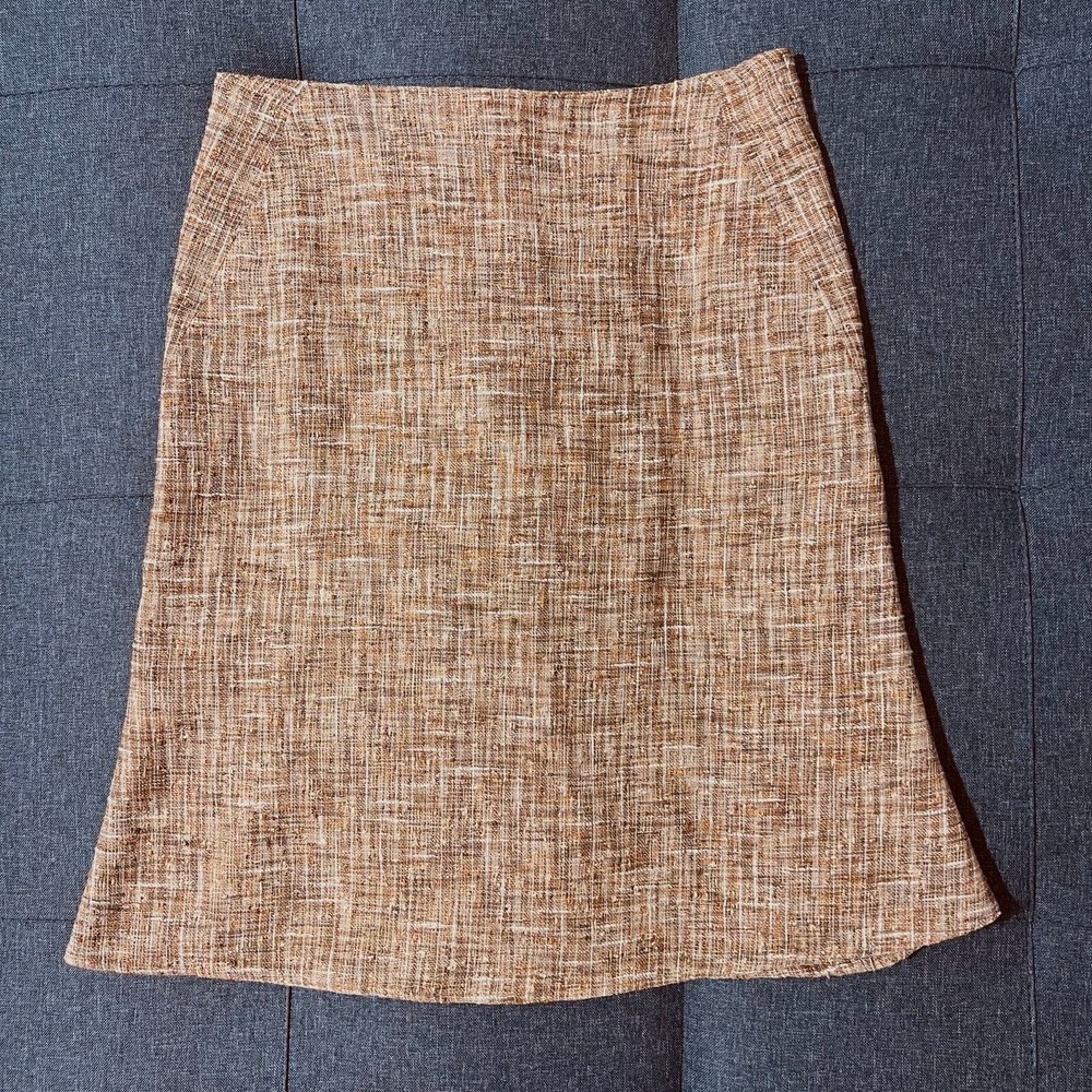 Piazza Sempione Skirt Women EUR 42 US 6 Tan Weave Linen Made Italy - Picture 3 of 7